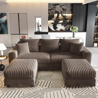 Deep Seat Sofa Bed With Ottoman and Soft Pillows