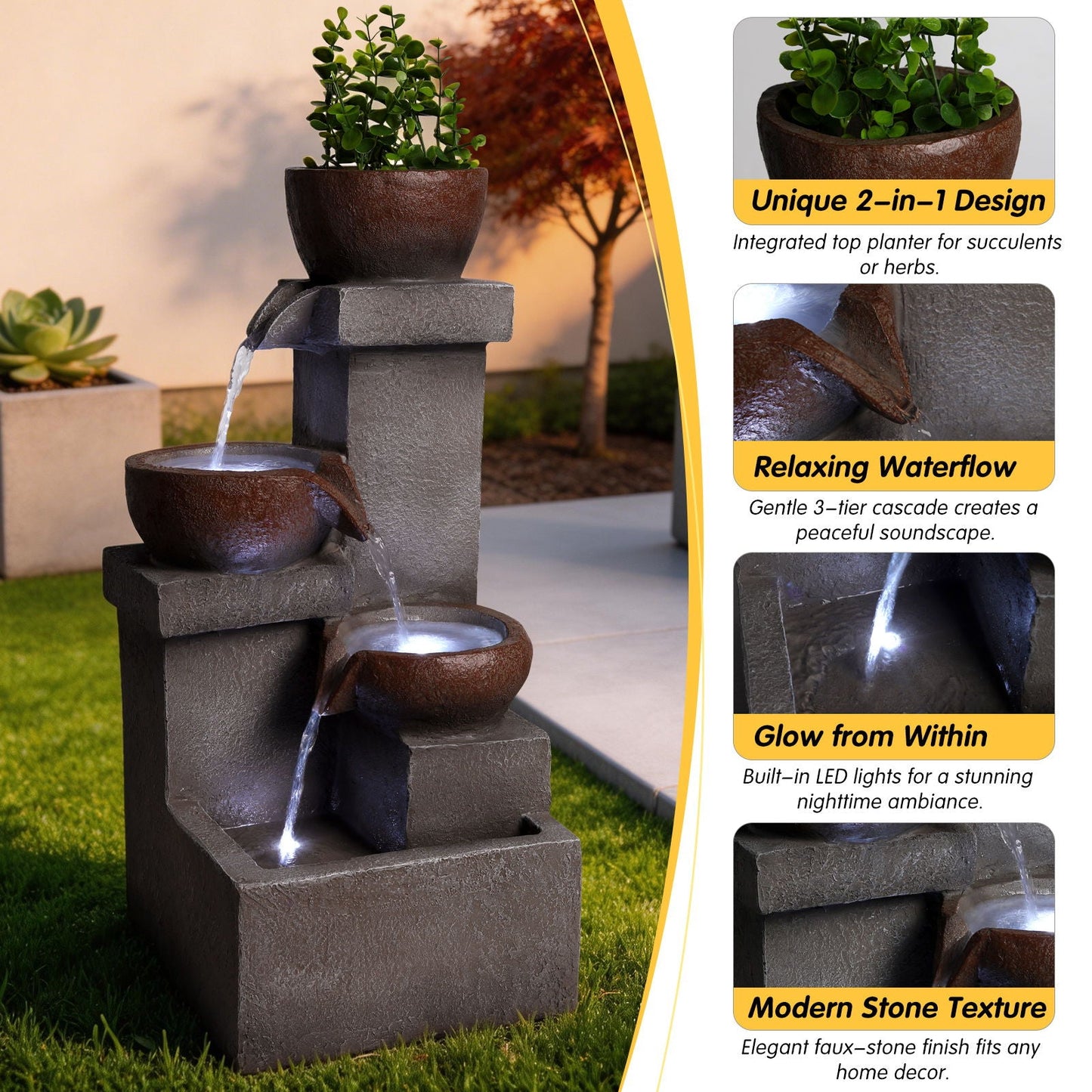 LED Outdoor Garden Waterfall Fountain and Lights