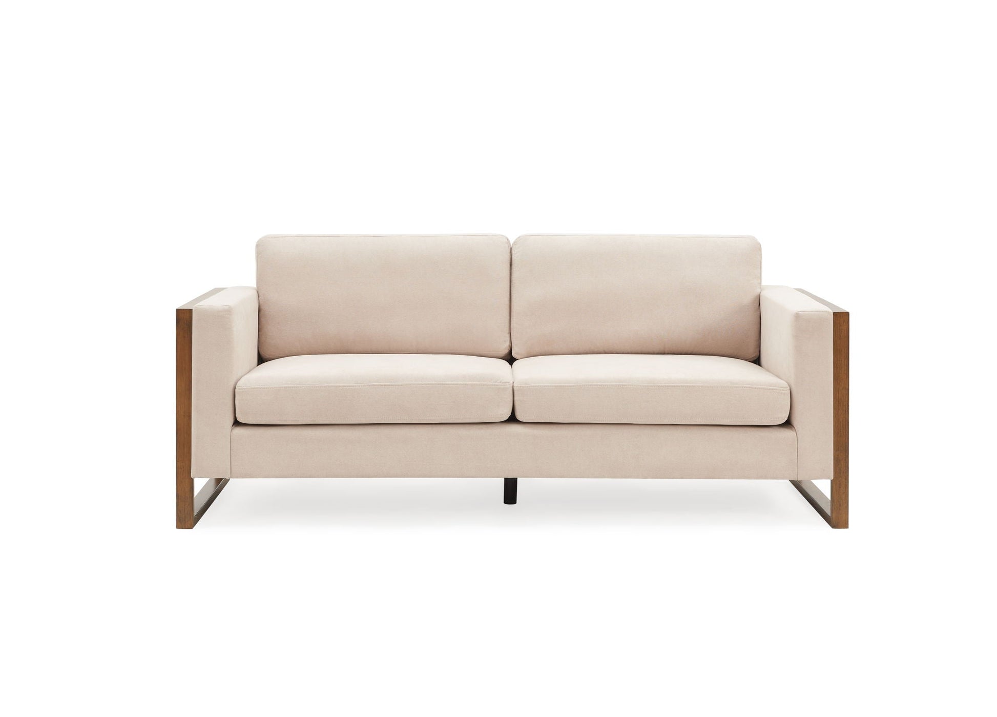 Modern 3-Seater Sofa by HouseOfZazla in beige fabric with solid wood legs on Tampa Home & Garden Store
