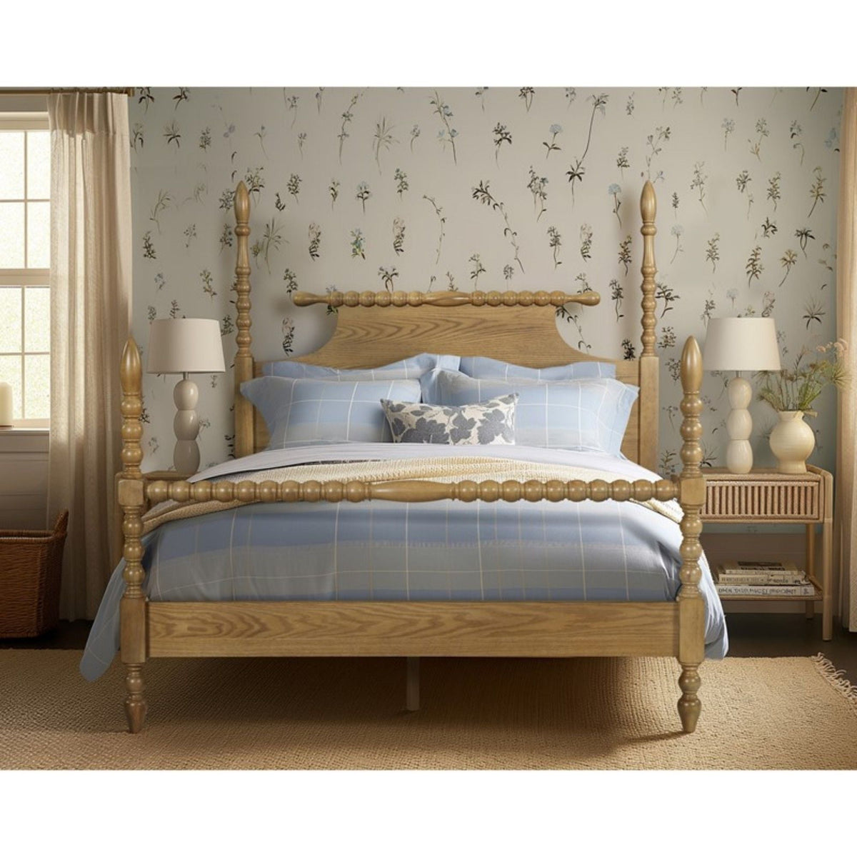 Queen Bed Turned Legs - Natural wooden platform bed frame by HouseOfZazla on Tampa Home & Garden Store