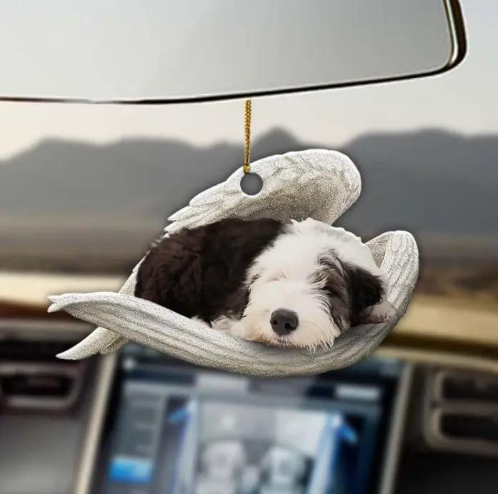 Car Pendant Sleeping Dog Angel Decor Hanging