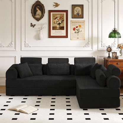 Modern L-Shape Modular Sectional Sofa with compressed design in charcoal fabric by HouseOfZazla on Tampa Home & Garden Store