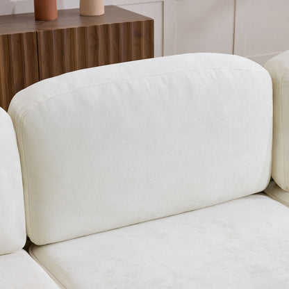 L-Shaped white sectional sofa with ruffled skirt and ottoman, 2-piece set HouseOfZazla on Tampa Home & Garden Store
