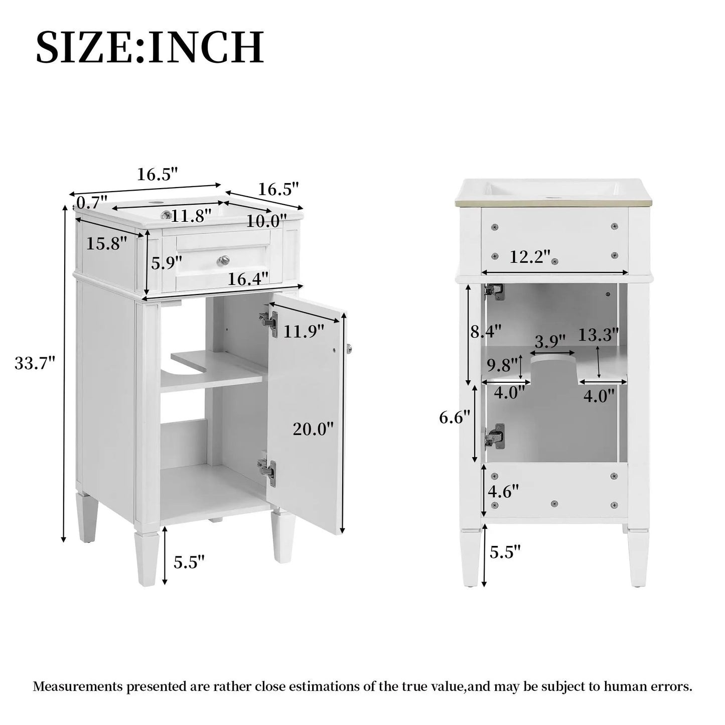 French Style Vanity With Sink and Solid Wood Legs