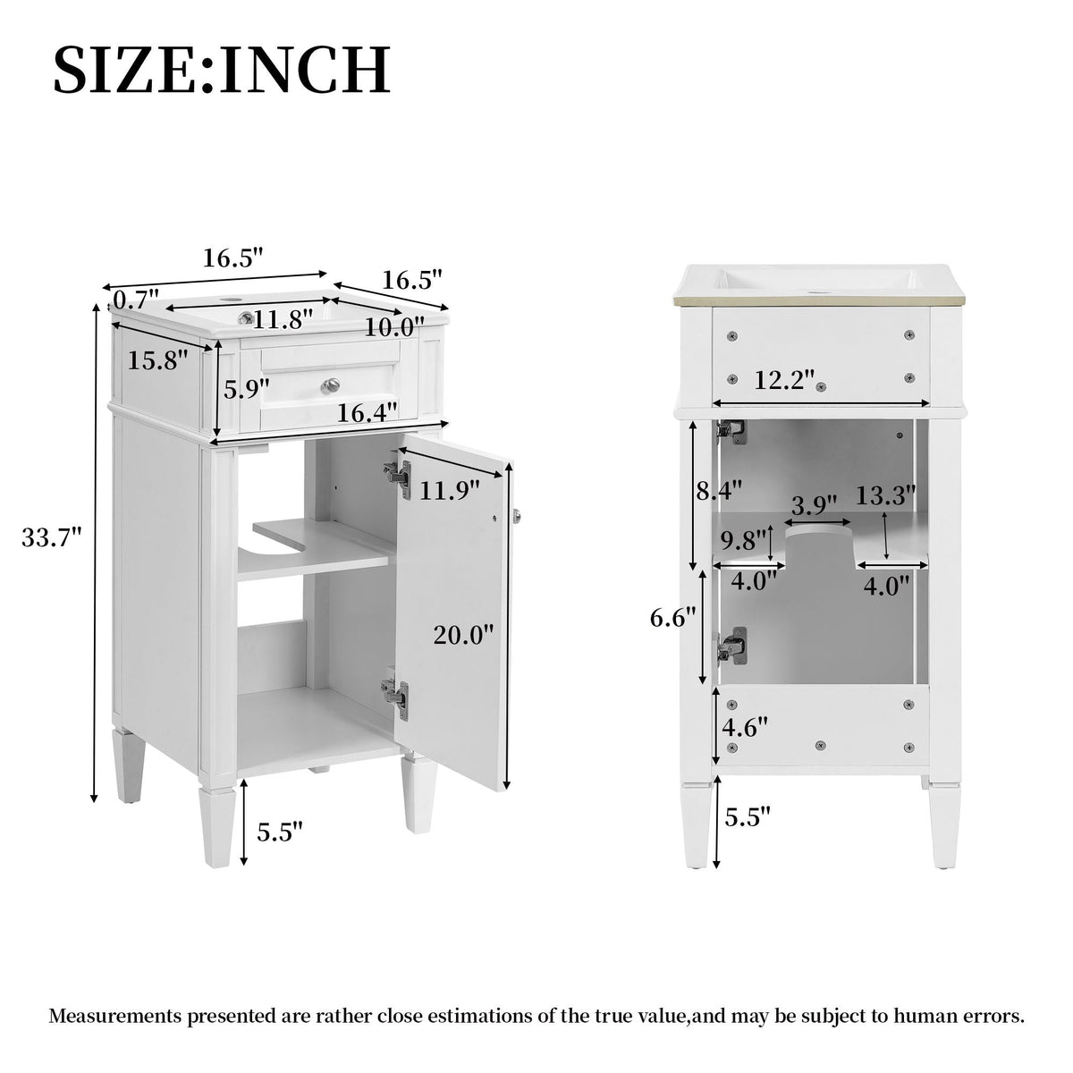 French Style Vanity with Ceramic Sink and Soft-Close Doors white, HouseOfZazla on Tampa Home & Garden Store