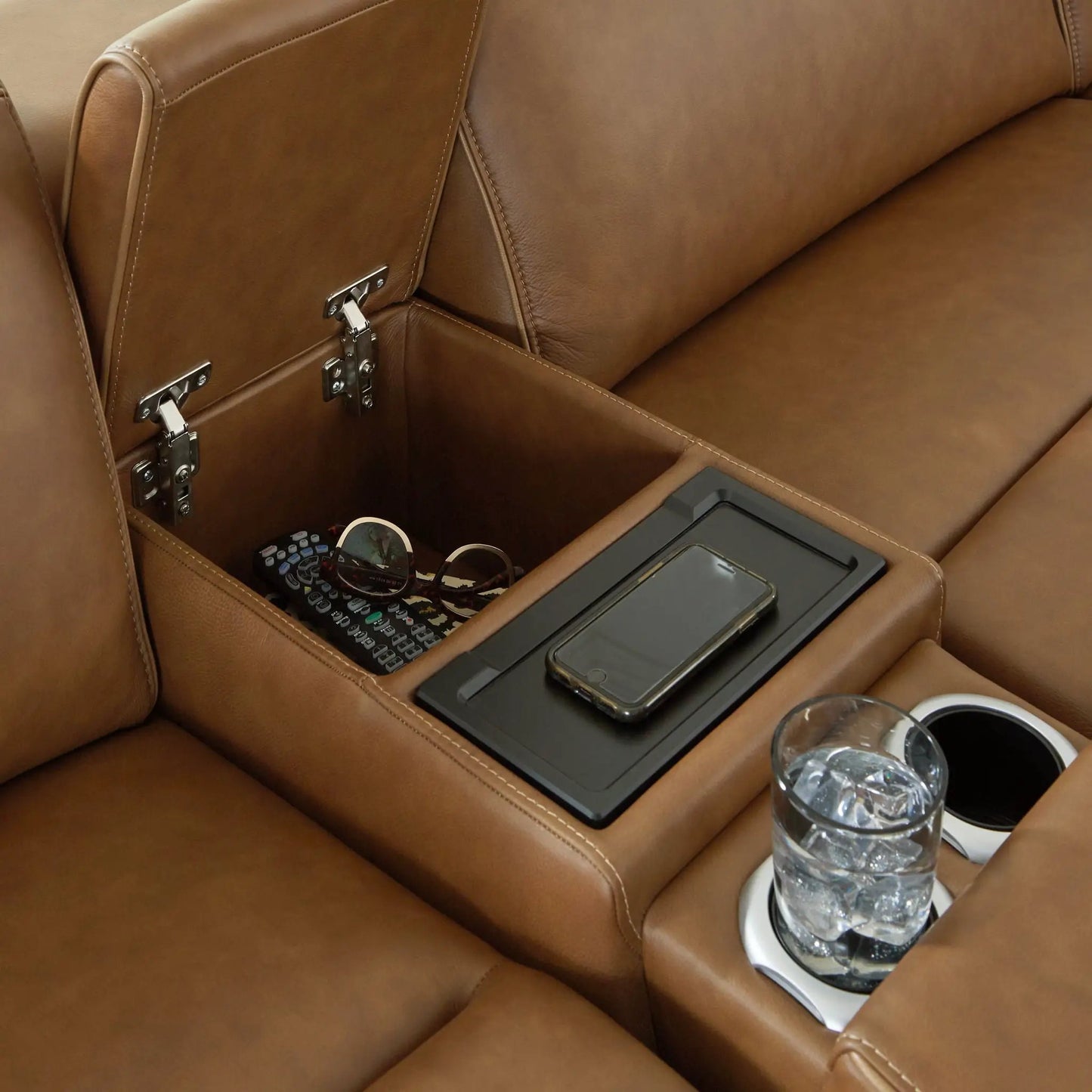 Contemporary Power Reclining Sectional Loveseat