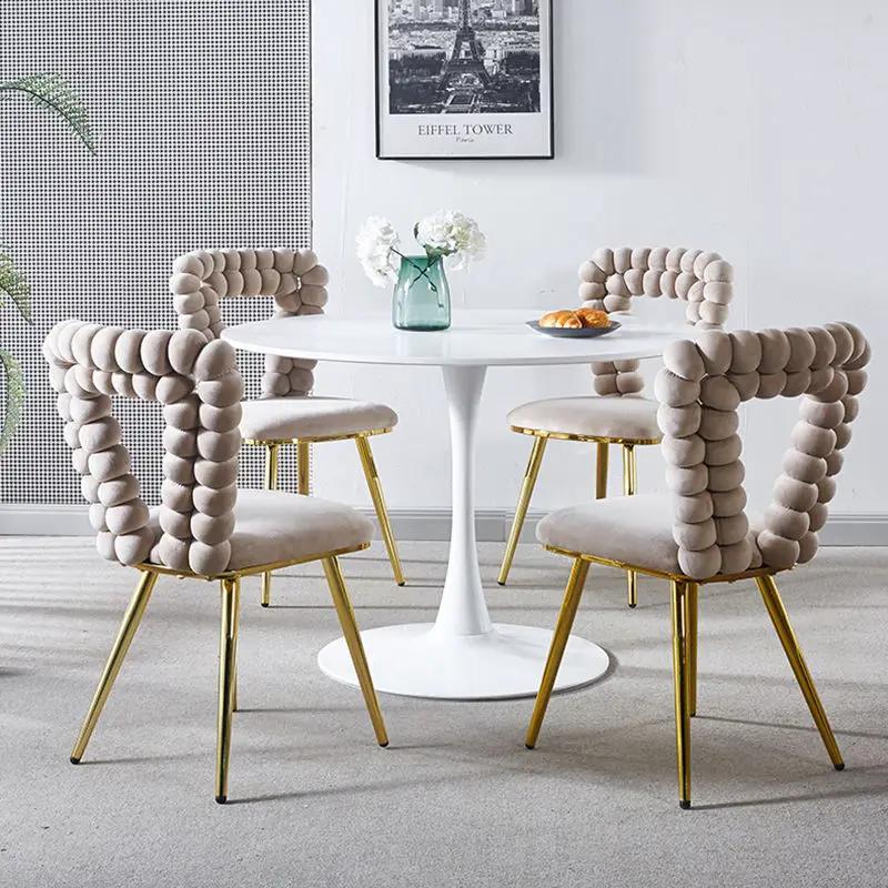 Modern Chair With Iron Tube Legs and Cushions