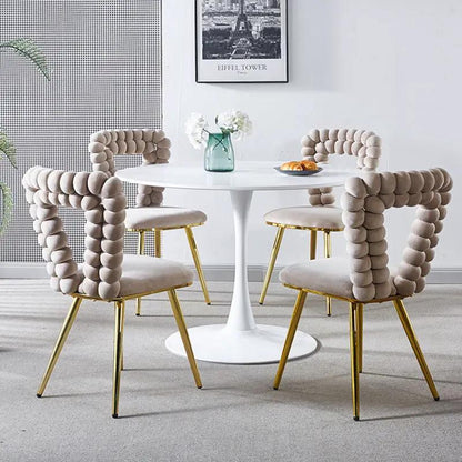 Modern Chair With Iron Tube Legs and Cushions