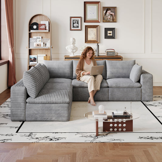 Cloud Sofa 99x103 in gray corduroy fabric sectional by HouseOfZazla on Tampa Home & Garden Store