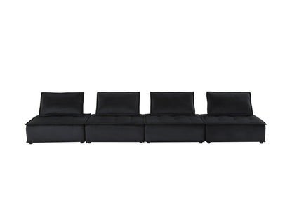 Anna - Stylish Sectional Sofa Ottoman, black upholstery, 4-seat by HouseOfZazla on Tampa Home & Garden Store