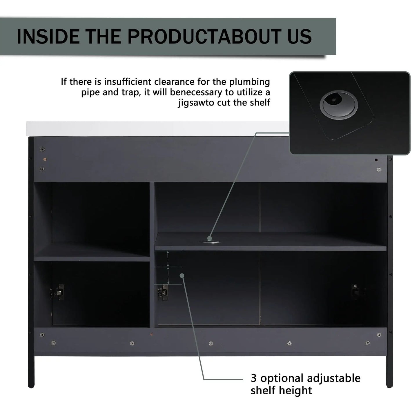 Modern Freestanding Vanity With Resin Sink