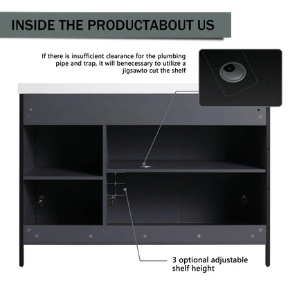 Modern Freestanding Vanity With Resin Sink
