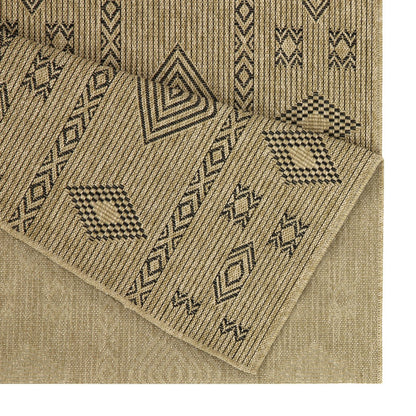 Area rug Earth GC_NTL1001 jute with black geometric pattern indoor outdoor by HouseOfZazla on Tampa Home & Garden Store
