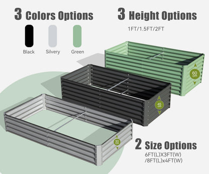 Galvanized raised garden bed 6x3x2ft in black, silver and green by HouseOfZazla on Tampa Home & Garden Store