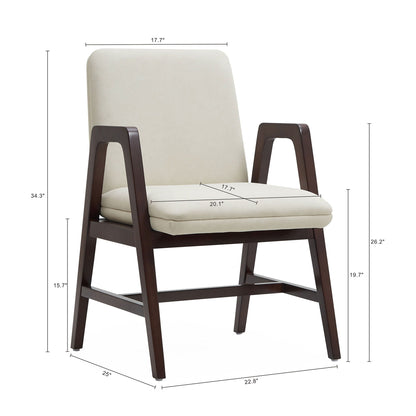 Stella Cream Armchair with Beech Wood and Cushion