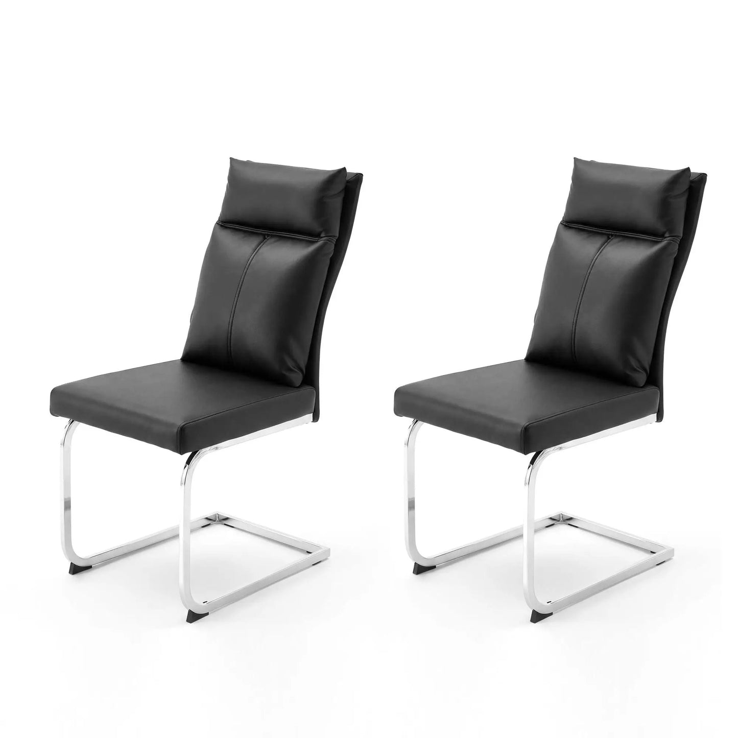 Modern dining chair set with soft cushion backrest, black leather seats, 2 pieces on Tampa Home & Garden Store