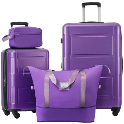 HouseOfZazla purple 2 piece luggage set with 20 and 28 ABS suitcases, spinner wheels, tote on Tampa Home & Garden Store
