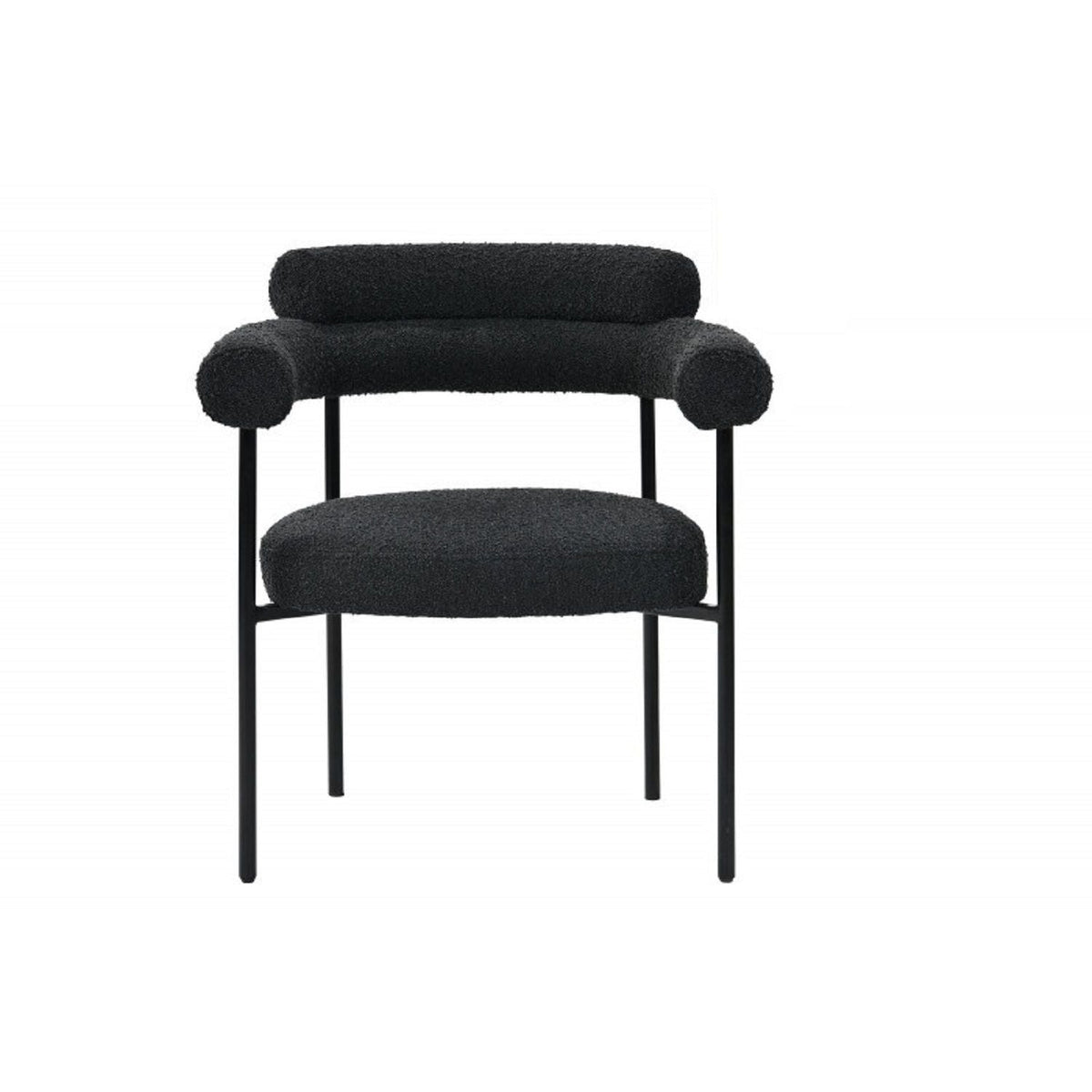 Dining chairs with armrests, set of 2, black upholstery, slim metal legs on Tampa Home & Garden Store