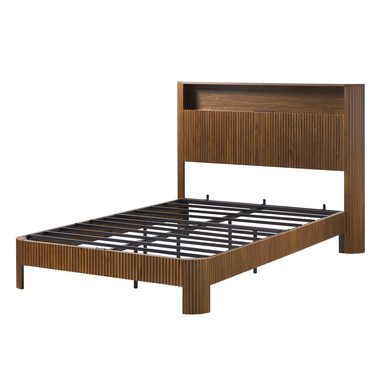 Full Extra Long Bed Frame and Storage Headboard