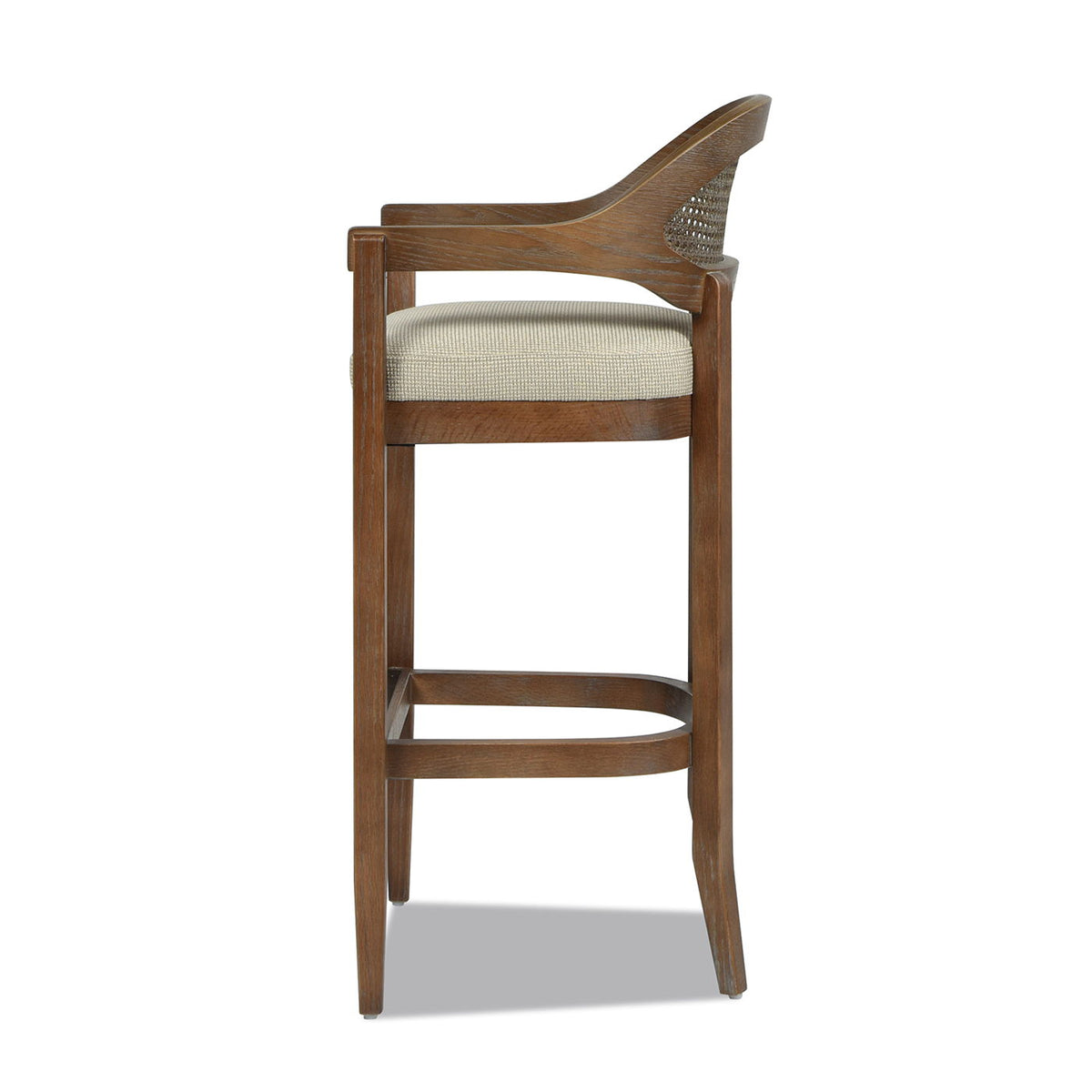 Mid-Century Modern Cane Back Counter Stool by HouseOfZazla, beige upholstered seat on Tampa Home & Garden Store