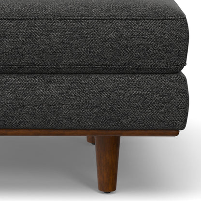 Morrison Handcrafted Ottoman in textured charcoal gray fabric with warm wood legs HouseOfZazla on Tampa Home & Garden Store