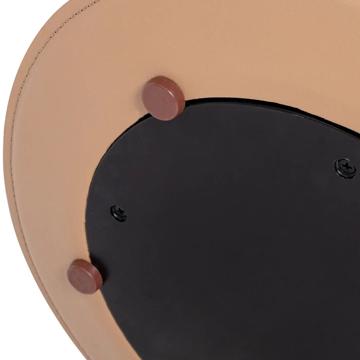 Mode leatherette round C-shaped sofa side table saddle brown with black base plate on Tampa Home & Garden Store