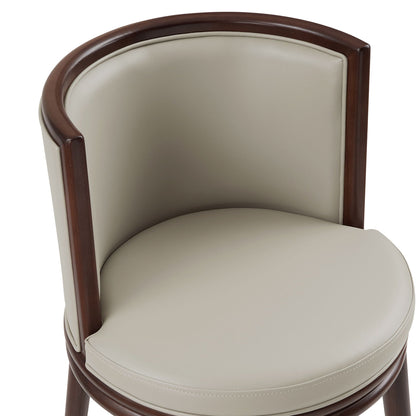 Evalyn Barstool bar-height chair with brown wood frame and beige upholstered seat, HouseOfZazla on Tampa Home & Garden Store