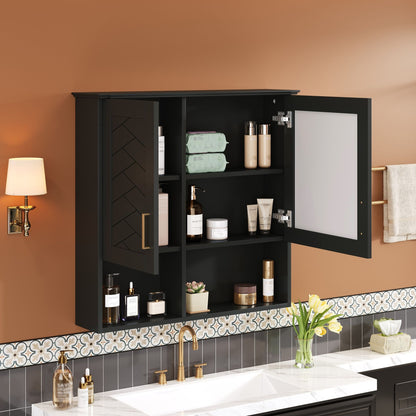 2-in-1 wall-mounted medicine cabinet in black by HouseOfZazla with mirror on Tampa Home & Garden Store