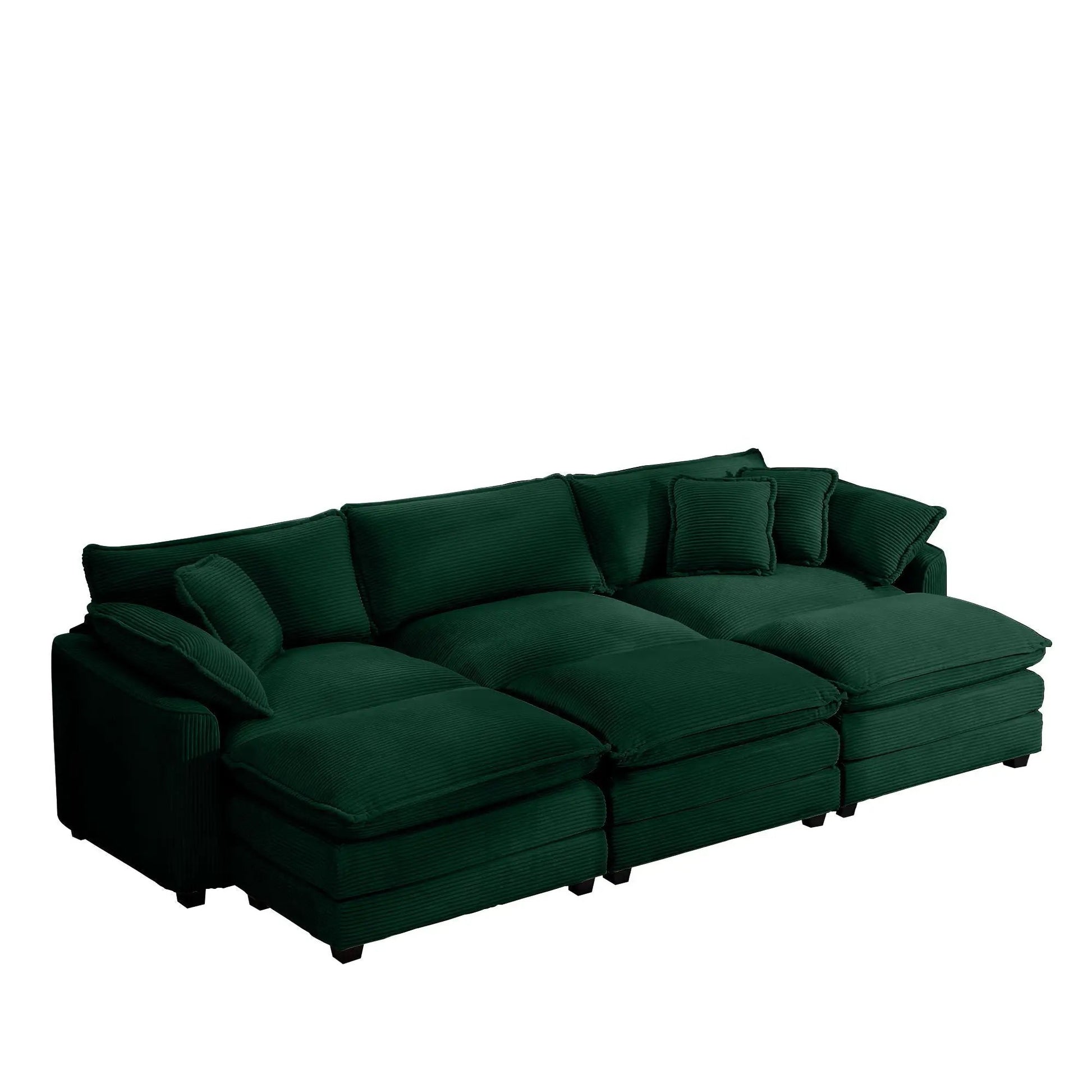 Modern modular cushion sofa with ottoman in dark green, 3-piece by Unique Piece Furniture on Tampa Home & Garden Store