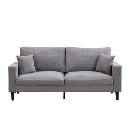 Modern Upholstered Resilience Three Seater Sofa in gray ribbed fabric with black legs on Tampa Home & Garden Store