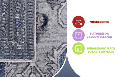Marfi Trendy Oriental Rug runner in blue woven pattern with fringe Unique Piece Furniture on Tampa Home & Garden Store
