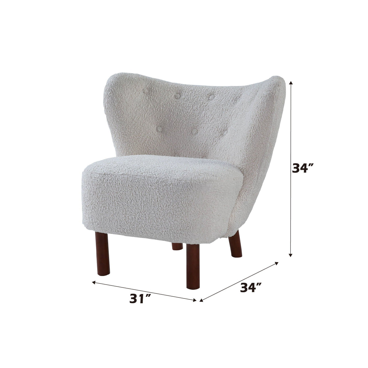 Teddy Sherpa Accent Chair armless with white plush upholstery by HouseOfZazla on Tampa Home & Garden Store