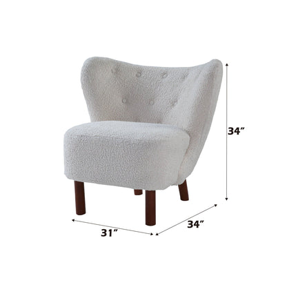 Teddy Sherpa Accent Chair armless with white plush upholstery by HouseOfZazla on Tampa Home & Garden Store