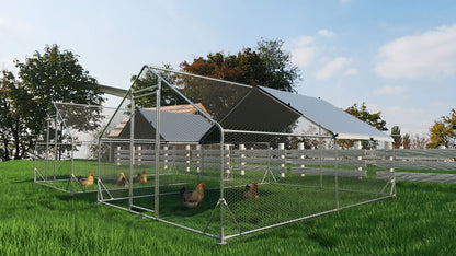 Large Metal Chicken Coop and Waterproof Cover