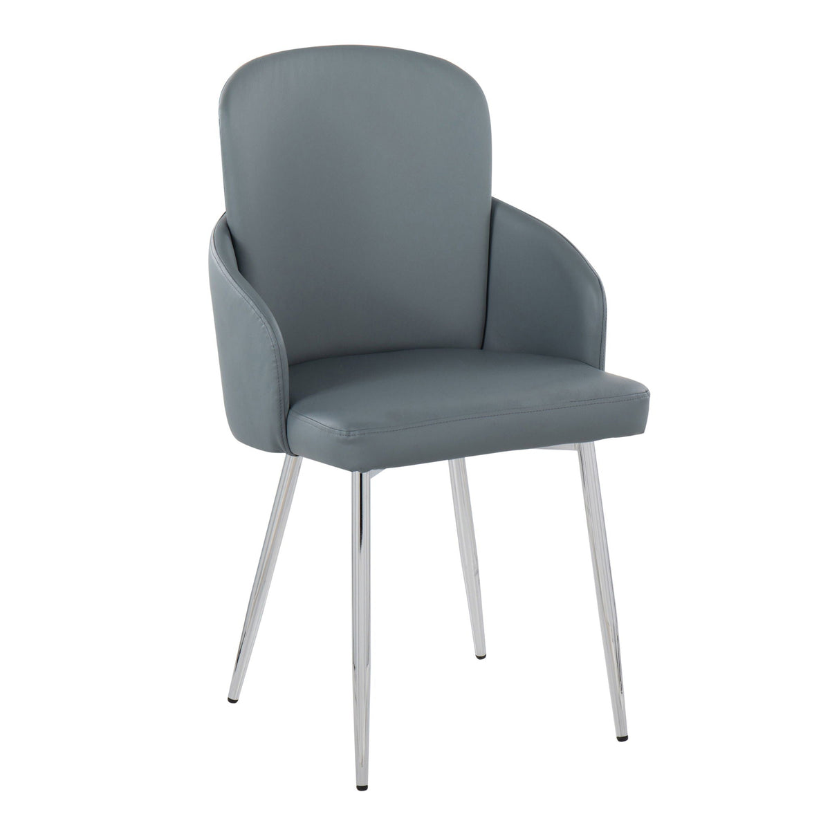 Contemporary dining chair set of 2 with upholstered gray seats and chrome legs HouseOfZazla on Tampa Home & Garden Store