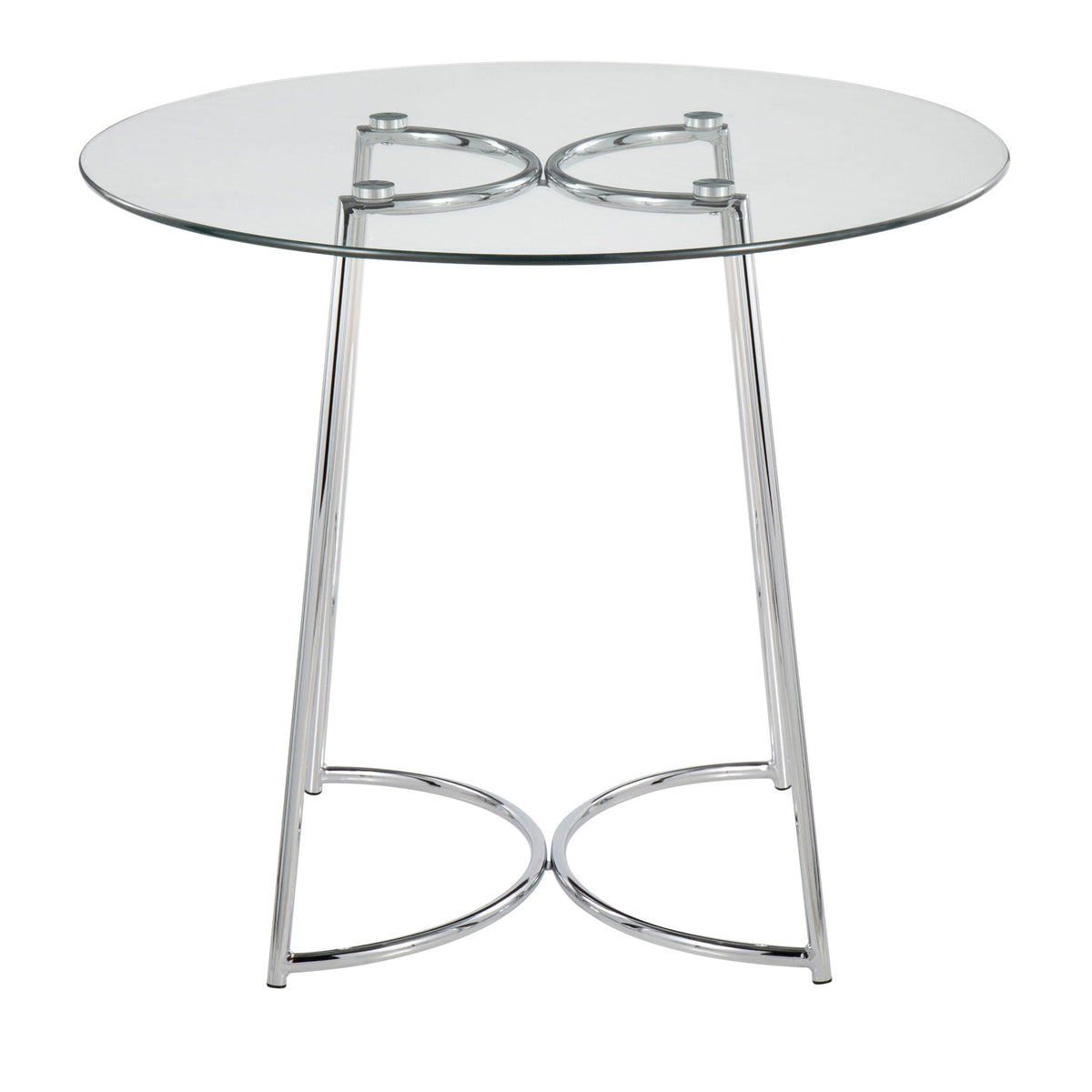 Cece Contemporary Glass Dinette Table with chrome metal frame, round top on Tampa Home & Garden Store