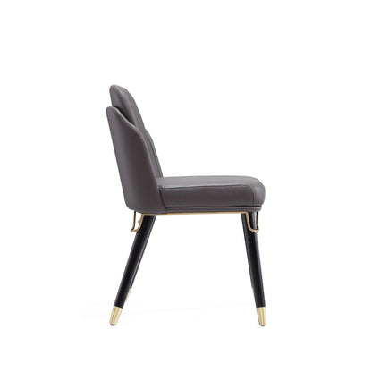Estelle Dining Chair with Metal Accents dark gray upholstery black legs with gold tips HouseOfZazla on Tampa Home & Garden Store