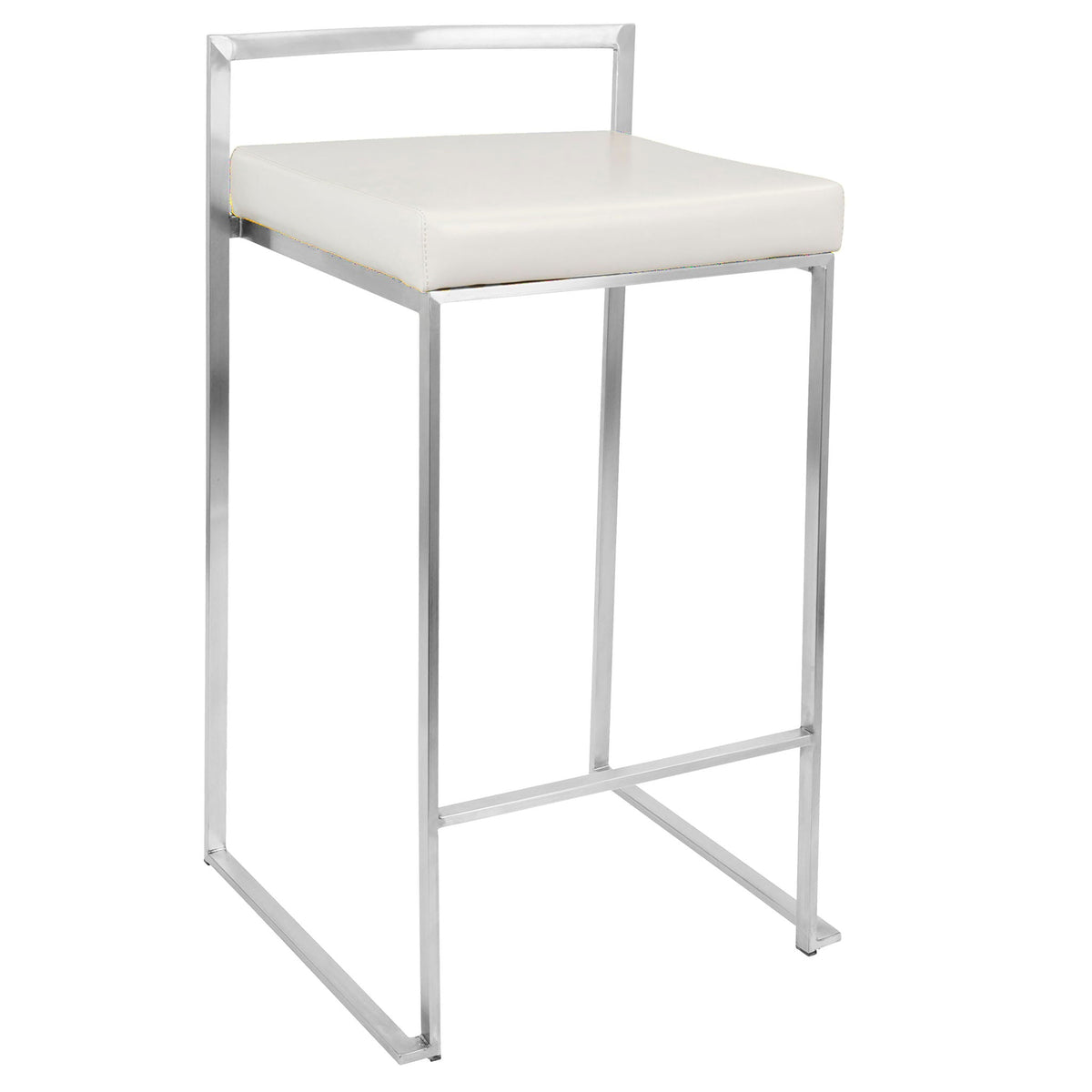 Contemporary stackable counter stool with padded white seat and chrome frame HouseOfZazla on Tampa Home & Garden Store