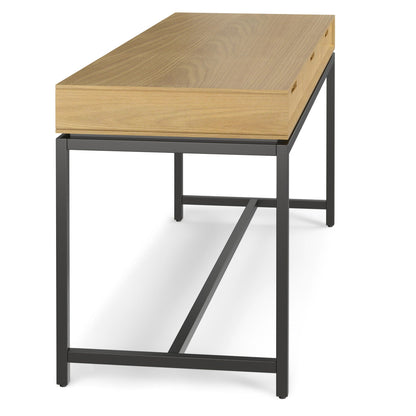Mid Century Handcrafted Writing Desk with Storage natural oak top, two drawers, HouseOfZazla on Tampa Home & Garden Store