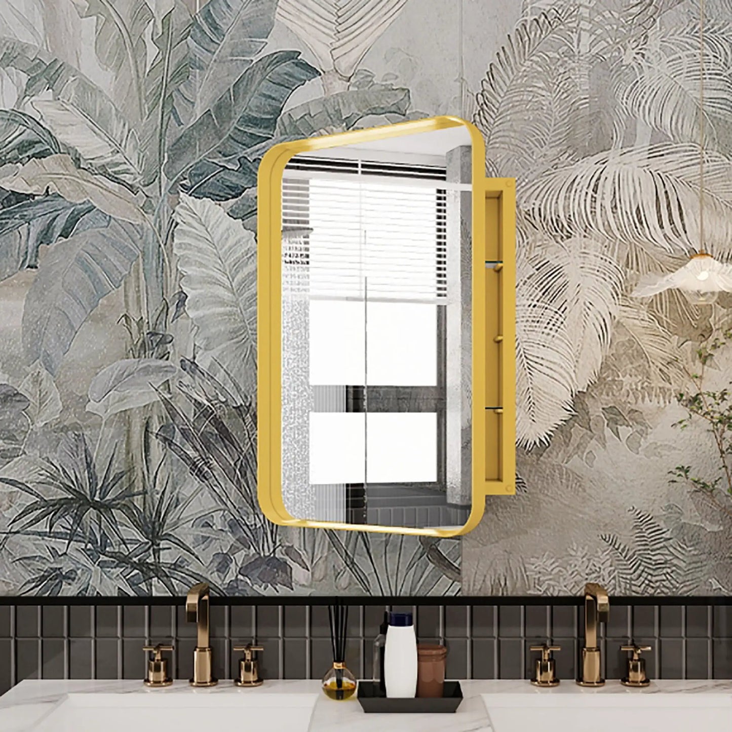 Medicine cabinet with recessed metal frame, mirror and adjustable shelves Unique Piece Furniture on Tampa Home & Garden Store