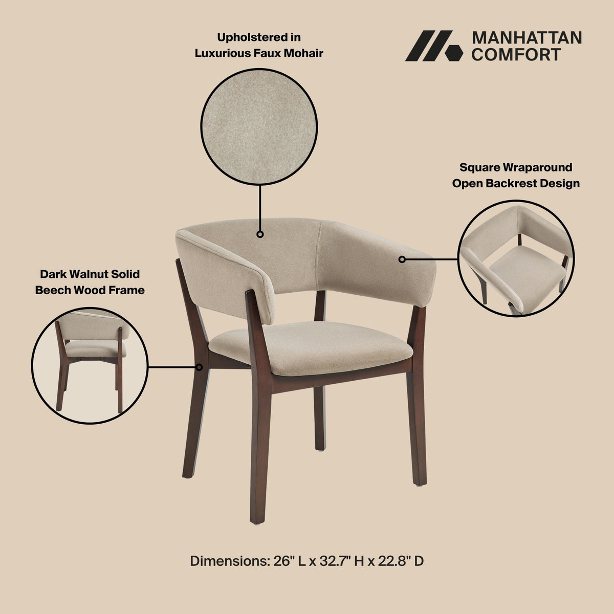 Blake Solid Beech Wood Modern Dining Armchair