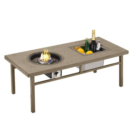 Outdoor Propane Fire Pit and Ice Bucket Table