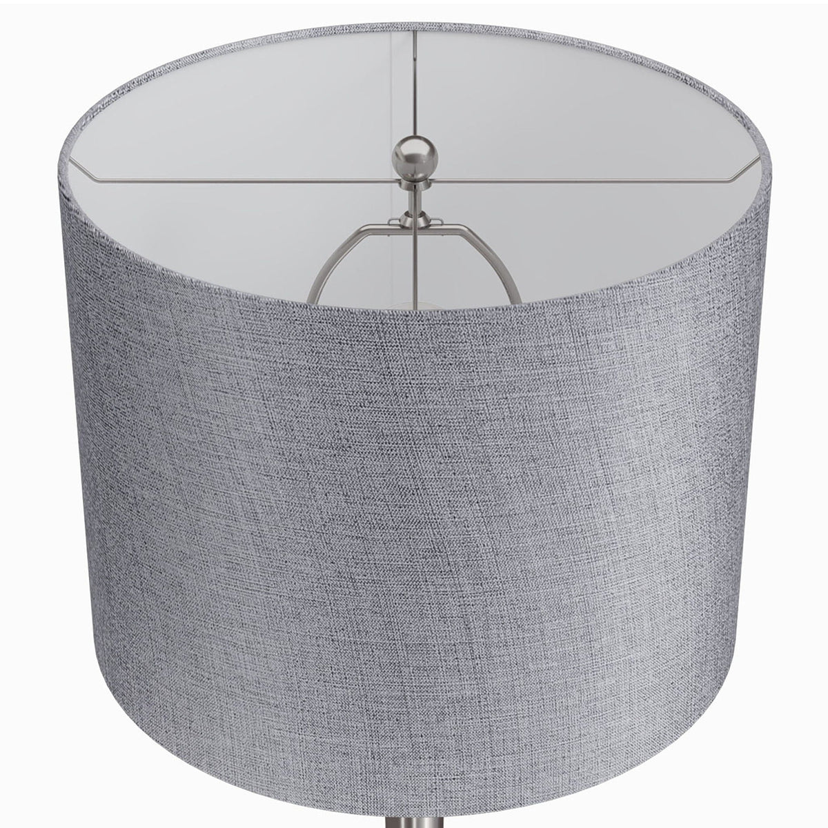 Lenuxe table lamp set of 2 gray fabric shade with silver metal frame HouseOfZazla on Tampa Home & Garden Store