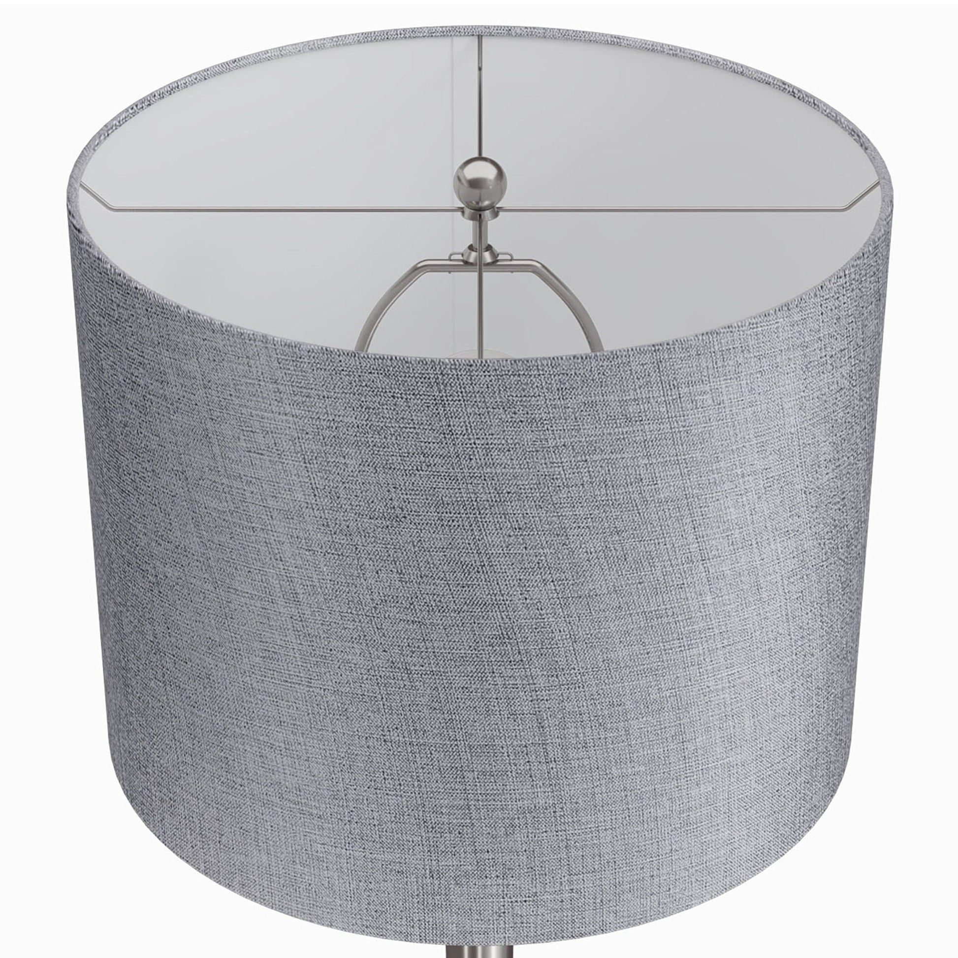 Lenuxe table lamp set of 2 gray fabric shade with silver metal frame HouseOfZazla on Tampa Home & Garden Store