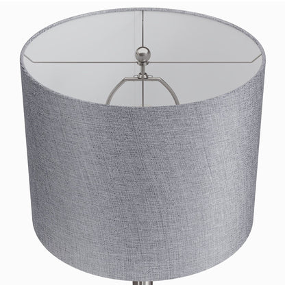Lenuxe table lamp set of 2 gray fabric shade with silver metal frame HouseOfZazla on Tampa Home & Garden Store