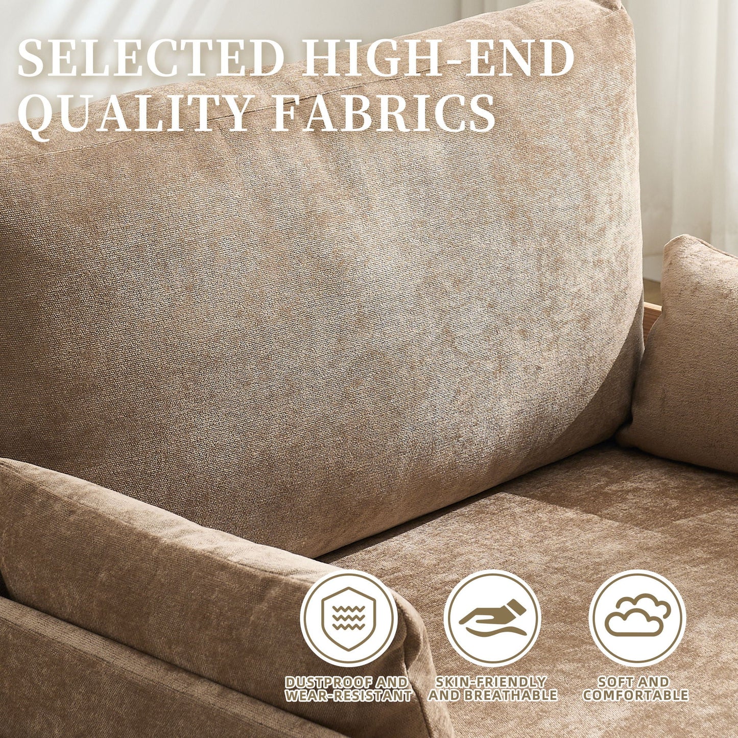 Mid Century Modern 3 Pillow Foldable Sofa Bed