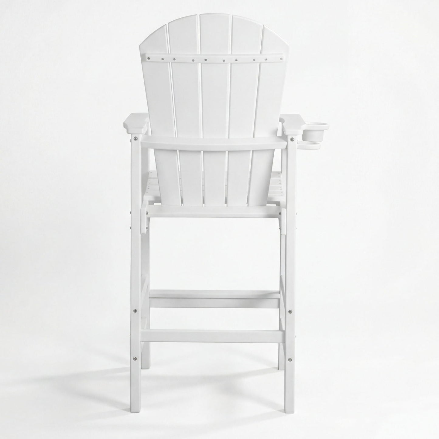 White Bar Height Adirondack Chair and Cup Holder