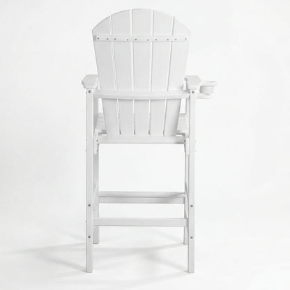 White Bar Height Adirondack Chair and Cup Holder