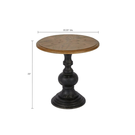 Table With Reclaimed Natural round accent table with dark pedestal base by Unique Piece Furniture on Tampa Home & Garden Store