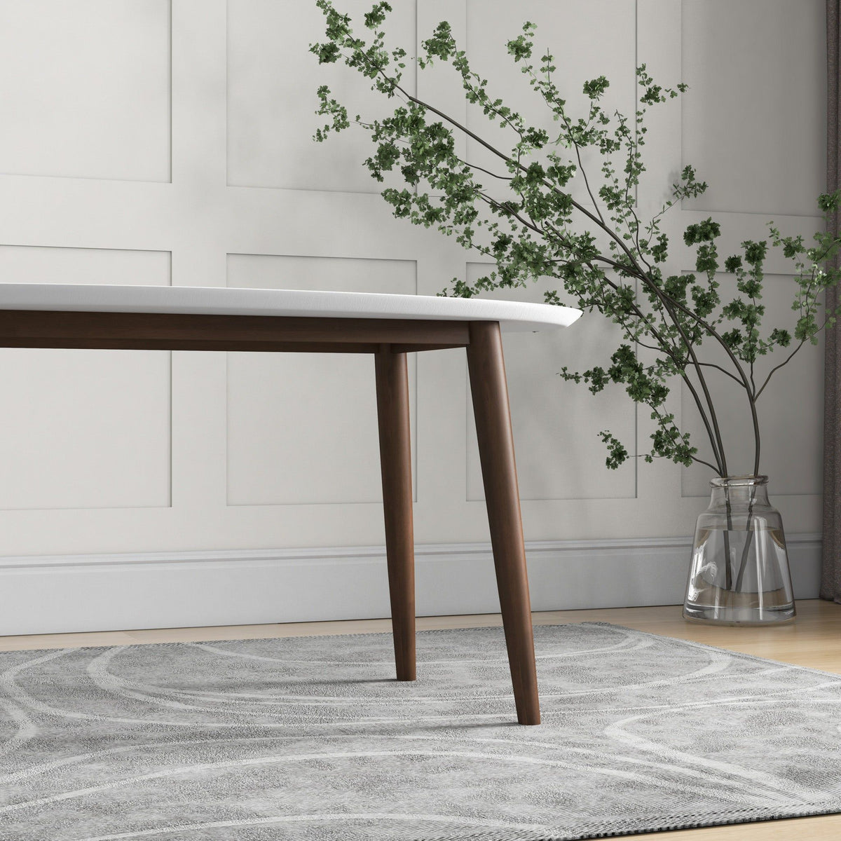 Mid-Century Modern Oval Dining Table, white solid wood construction, HouseOfZazla on Tampa Home & Garden Store
